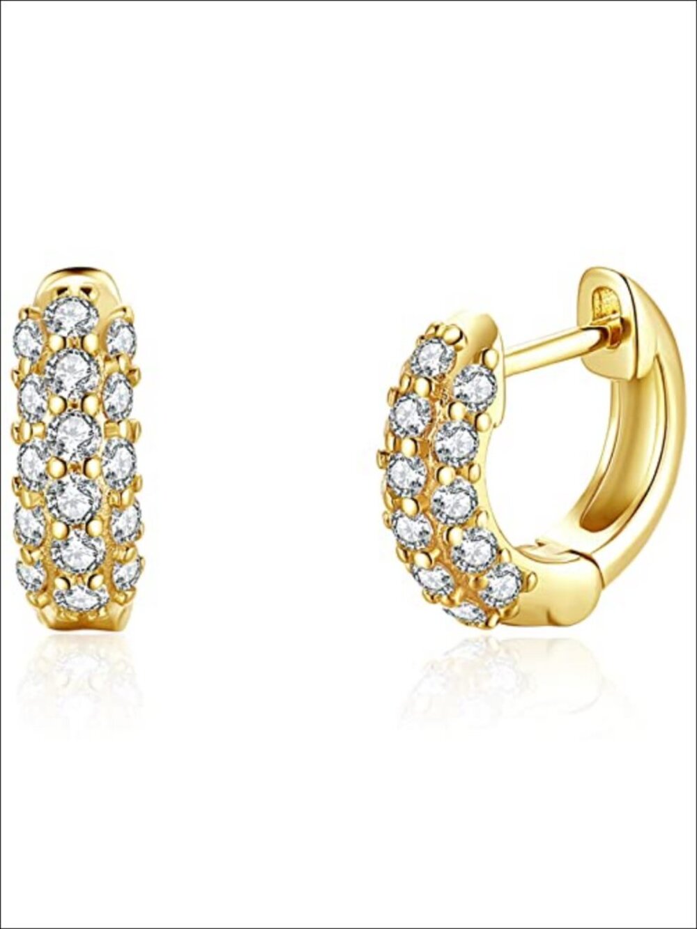 Thick Pave CZ Huggie Hoop Earrings 18K Gold Vermeil Plated